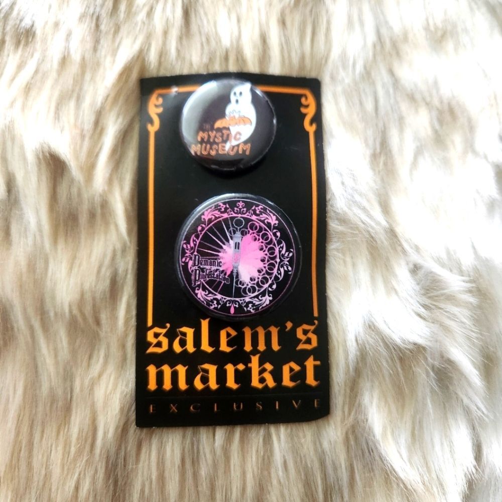 Salem's Market Pop-up Halloween Event Collectable Button Pin 2 Pack